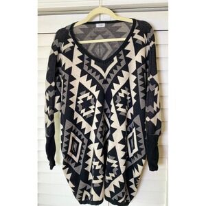 TOBI Womens Pullover Aztec Southwestern Shrug Oversized 100% Cotton Sweater| S/M